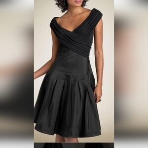 Adrianna Papell Black Pleated Midi Dress